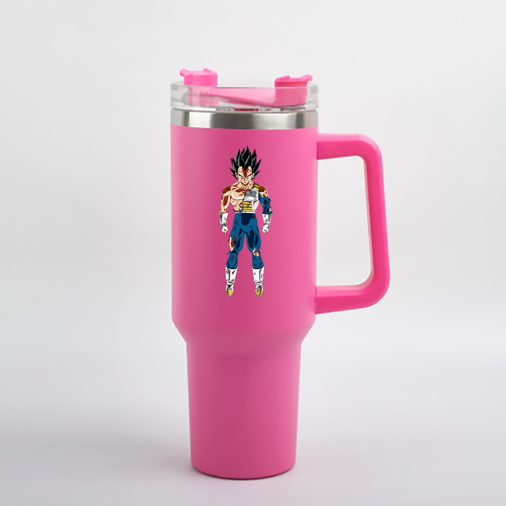（画像用） ドラゴンボール ベジータ四世（Bejīta Yonsei）DRAGON BALL Vegeta IV 1200mL車用タンブラー - クリスタルステッカー（プラスチックストロー付き）